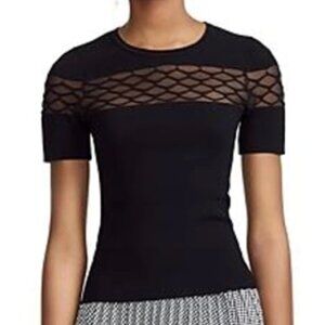 Maje Marinel Diamond-Effect Tulle-Inset Sweater